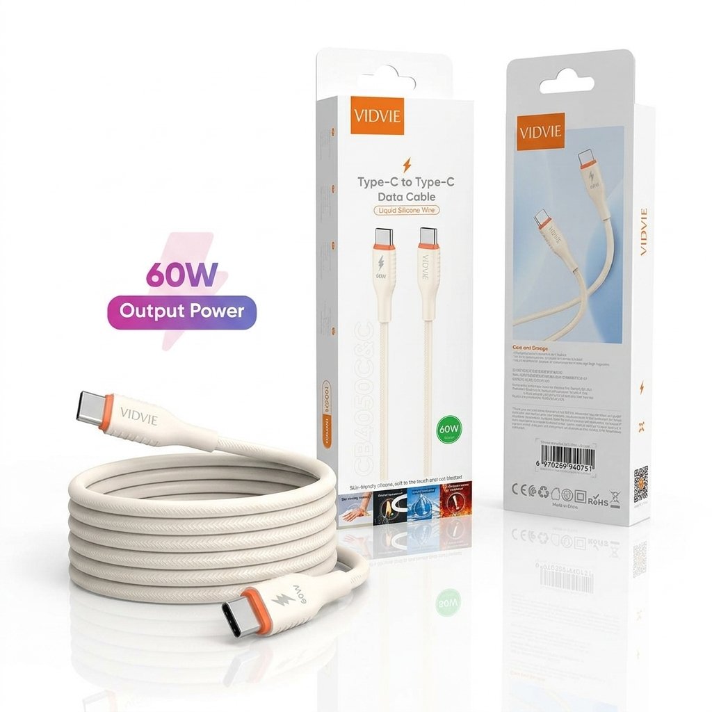 CABLE VIDVIE CB4050C TYPE-C TO TYPE C 60W